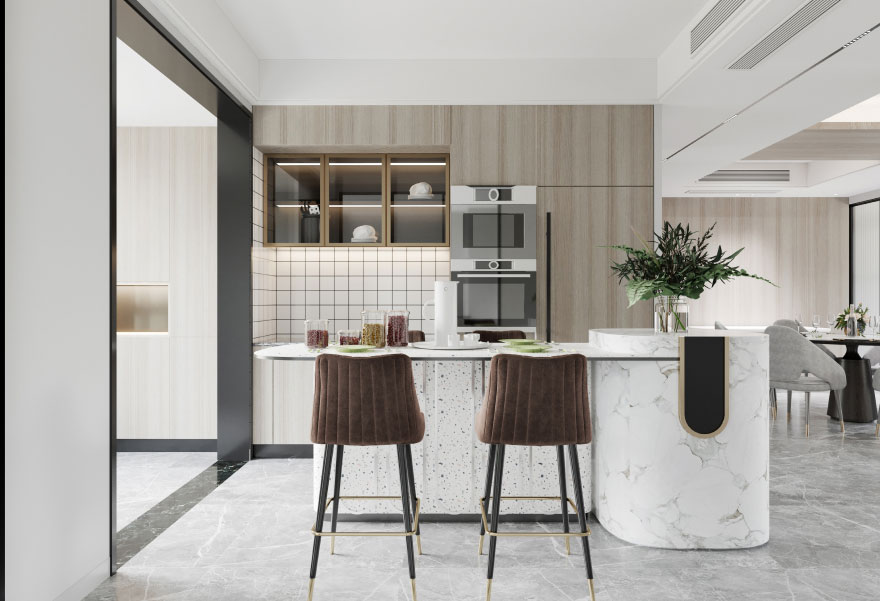Custom stone kitchen and backsplash design