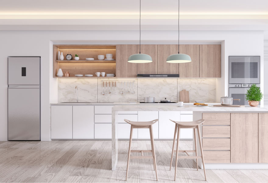 Custom kitchen countertop and cabinet installation