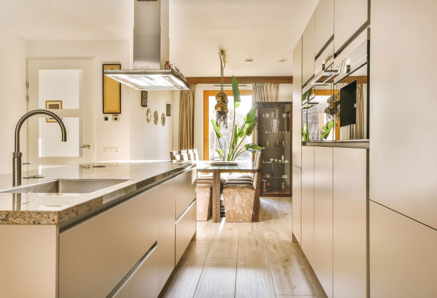 Stone countertop with backsplash and sink